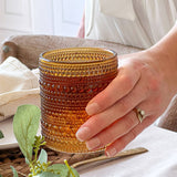 10oz Hobnail Beaded Amber Glasses Set of 6