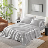 Luxury Satin 6-Piece Sheet Set, Light Grey