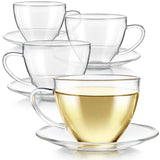 Royal Borosilicate Glass Teacup & Saucer Set of 4