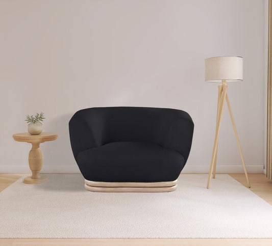 Kipton Elegant Mid-Century Modern Chair with Curved Back and Natural Oak Rubber Wood Base