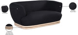 Kipton Mid-Century Modern Loveseat with Elegant Curved Back and Natural Oak Frame for Living Room