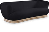 Kipton Elegant Mid-Century Modern Sofa with Curved Back and Natural Oak Finish for Cozy Living Rooms