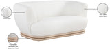 Kipton Mid-Century Modern Loveseat with Elegant Curved Back and Natural Oak Frame for Living Room