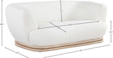 Kipton Mid-Century Modern Loveseat with Elegant Curved Back and Natural Oak Frame for Living Room