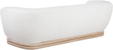 Kipton Elegant Mid-Century Modern Sofa with Curved Back and Natural Oak Finish for Cozy Living Rooms