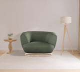 Kipton Elegant Mid-Century Modern Chair with Curved Back and Natural Oak Rubber Wood Base