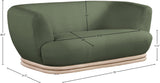 Kipton Mid-Century Modern Loveseat with Elegant Curved Back and Natural Oak Frame for Living Room