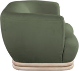 Kipton Mid-Century Modern Loveseat with Elegant Curved Back and Natural Oak Frame for Living Room