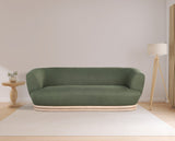 Kipton Elegant Mid-Century Modern Sofa with Curved Back and Natural Oak Finish for Cozy Living Rooms