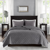 Velvet 3-Piece Quilt Set, Grey