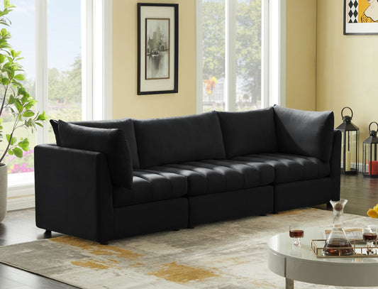 Jacob Velvet Modular Sofa - Luxurious Contemporary Seating with Deep Channel Tufting & Easy Attachment