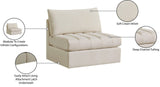 Jacob Modular Armless Chair - Luxurious Soft Upholstery, Deep Channel Tufting, Contemporary Design