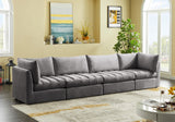 Jacob Velvet Modular Sofa - Luxurious Contemporary Seating with Deep Channel Tufting & Easy Attachment