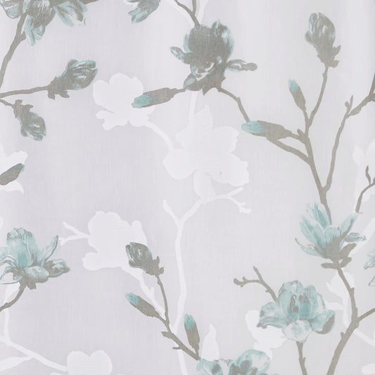 Devore Floral Shower Curtain, Aqua Blue