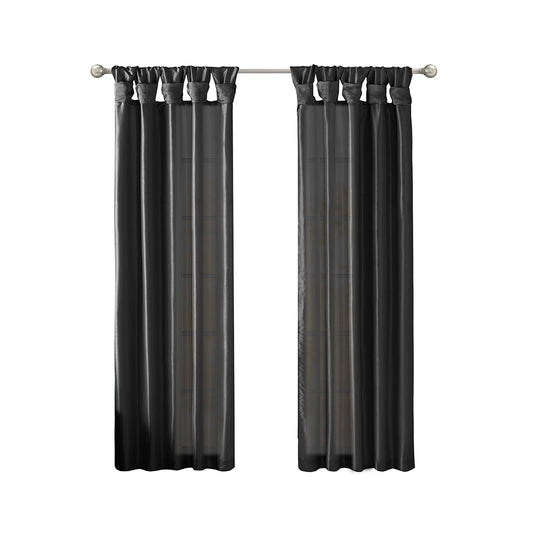 Twist Tab Lined/Total Blackout Window Curtain Panel, Black