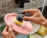 SinkTech™ Compact Soap Dispensing Washing-Up Brush with Steel Stand & Extra Heads