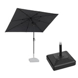 PURPLE LEAF Crank and Tilt Rectangular Outdoor Patio Market Umbrella with Base