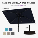 PURPLE LEAF Black Frame Tilting Market Umbrella with Lights Table Umbrella with Base Outside Patio