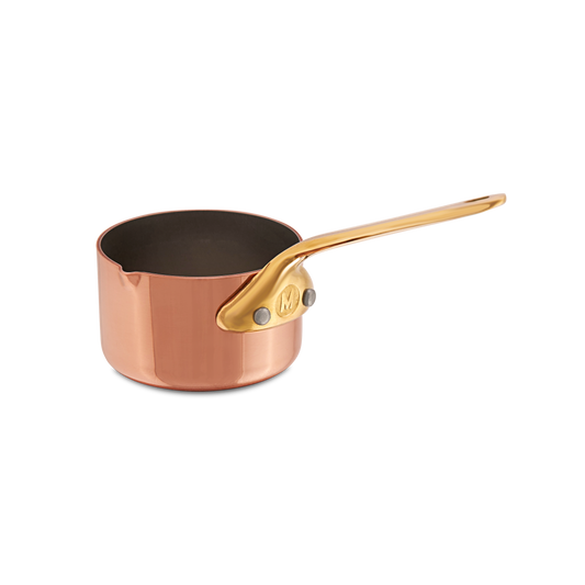 Mauviel M'MINIS Copper Sauce Pan With Pouring Spout, Brass Handle, 2.7-In