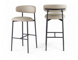 Lupita - Vegan Leather Upholstered Bar Stool (Set of 2) - Taupe / Matte Black