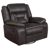 Greer Upholstered Swivel Glider Recliner Chair Brown