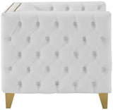Michelle Faux Leather Chair - Glamorous White Upholstery with Gold Nailheads & Contemporary Design
