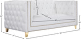 Michelle Faux Leather Loveseat with Gold Accents and Deep Button Tufting for Modern Elegance