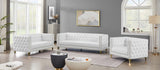 Michelle Faux Leather Loveseat with Gold Accents and Deep Button Tufting for Modern Elegance