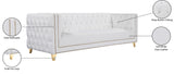 Michelle Faux Leather Glamorous Sofa with Gold Nailheads & Contemporary Design for Upscale Living