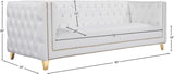 Michelle Faux Leather Glamorous Sofa with Gold Nailheads & Contemporary Design for Upscale Living