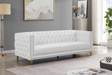 Michelle Faux Leather Glamorous Sofa with Gold Nailheads & Contemporary Design for Upscale Living