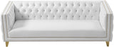 Michelle Faux Leather Glamorous Sofa with Gold Nailheads & Contemporary Design for Upscale Living