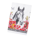 Rocky Horse Floral Cotton Tea Towel With Hanger