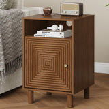 Nightstand with 1 Door, Modern Side Table Charging Station