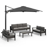 5-Piece Aluminum Patio Set with Umbrella and Loveseats