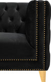 Michelle Velvet Chair - Glamorous Contemporary Design with Gold Nailheads and Deep Button Tufting