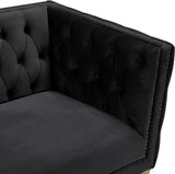 Michelle Velvet Chair - Glamorous Contemporary Design with Gold Nailheads and Deep Button Tufting