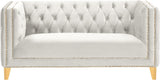 Michelle Velvet Loveseat – Sumptuous Glamour with Gold Nailheads, Iron Legs & Deep Button Tufting