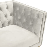 Michelle Velvet Loveseat – Sumptuous Glamour with Gold Nailheads, Iron Legs & Deep Button Tufting