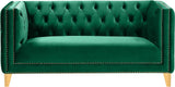 Michelle Velvet Loveseat – Sumptuous Glamour with Gold Nailheads, Iron Legs & Deep Button Tufting
