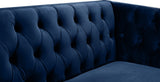 Michelle Velvet Loveseat – Sumptuous Glamour with Gold Nailheads, Iron Legs & Deep Button Tufting