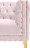 Michelle Velvet Loveseat – Sumptuous Glamour with Gold Nailheads, Iron Legs & Deep Button Tufting