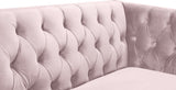Michelle Velvet Loveseat – Sumptuous Glamour with Gold Nailheads, Iron Legs & Deep Button Tufting