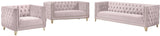 Michelle Velvet Loveseat – Sumptuous Glamour with Gold Nailheads, Iron Legs & Deep Button Tufting