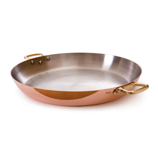 Mauviel M'Heritage M'150 B Copper Paella Pan With Brass Handles, 15.7-In