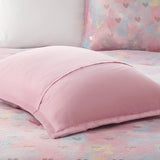 Gold Metallic Printed Plush Comforter Set, Pink