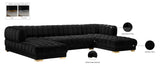 Gwen Contemporary 3-Piece Sectional Sofa with Deep Tufting and Gold & Chrome Legs for Stylish Comfort