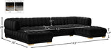 Gwen Contemporary 3-Piece Sectional Sofa with Deep Tufting and Gold & Chrome Legs for Stylish Comfort
