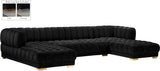 Gwen Contemporary 3-Piece Sectional Sofa with Deep Tufting and Gold & Chrome Legs for Stylish Comfort