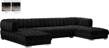 Gwen Contemporary 3-Piece Sectional Sofa with Deep Tufting and Gold & Chrome Legs for Stylish Comfort
